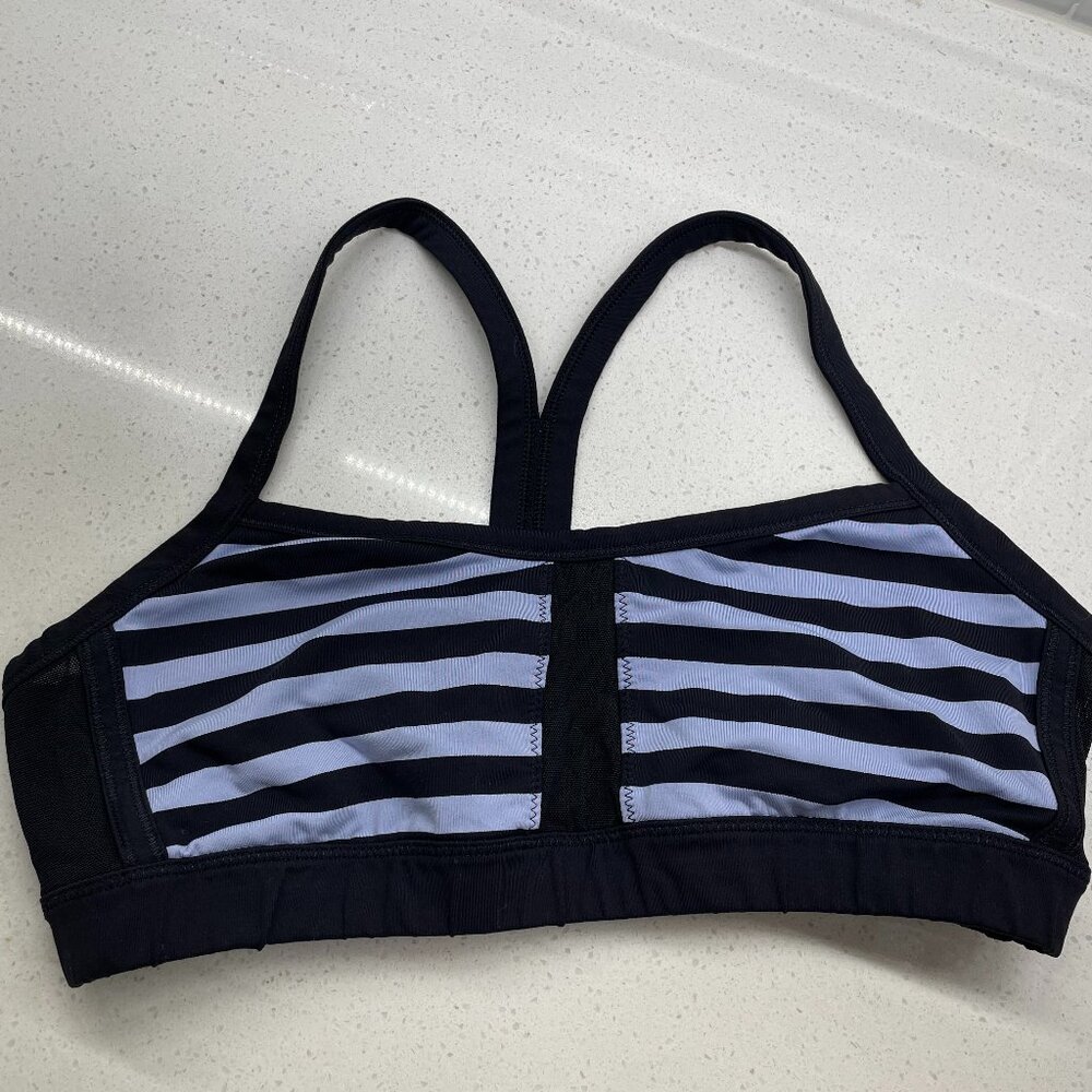 Lululemon Purple & Black Striped Sports Bra – Size 10